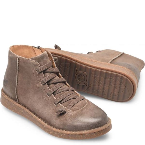 Born | Women's Sienna Slip-Ons & Lace-Ups - Taupe Distressed (Tan) | New Clearance