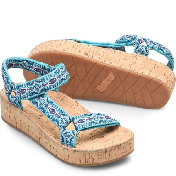 Born | Women's Sirena Sandals - Turquoise Fabric (Multicolor) | New Clearance