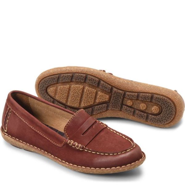 Born | Women's Nerina Slip-Ons & Lace-Ups - Red Nubuck (Red) | New Clearance