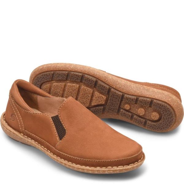 Born | Women's Mayflower II Slip-Ons & Lace-Ups - Maple Leaf Nubuck (Tan) | New Clearance