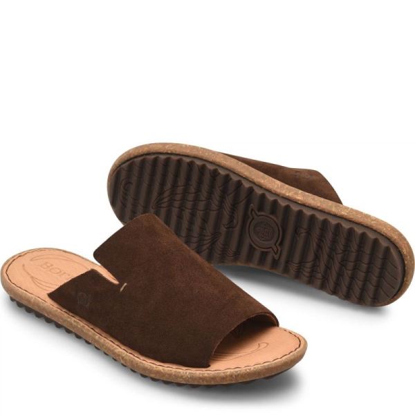 Born | Women's Mesilla Sandals - Dark Castagno Suede (Brown) | New Clearance
