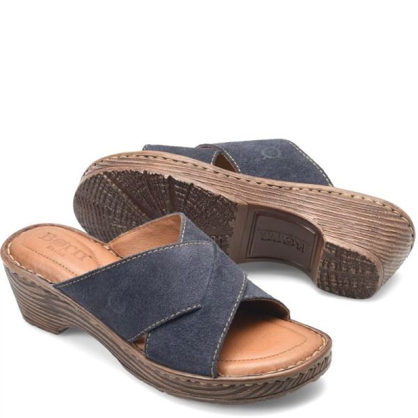 Born | Women's Teayo Basic Sandals - Navy Indigo Distressed (Blue) | New Clearance
