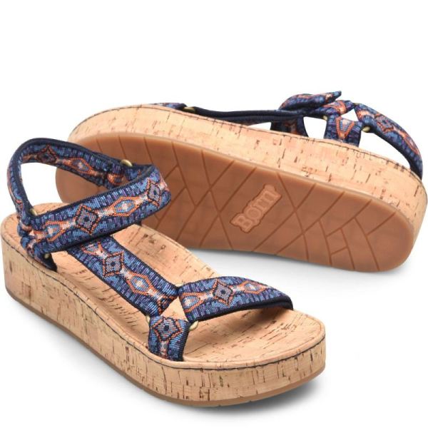 Born | Women's Sirena Sandals - Navy Fabric (Multicolor) | New Clearance