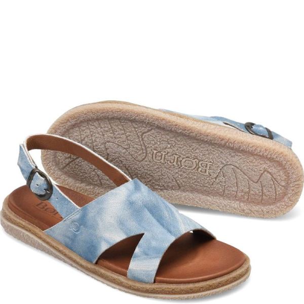 Born | Women's Carah Sandals - Star Light Blue Suede (Multicolor) | New Clearance