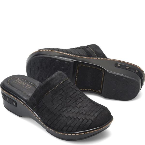 Born | Women's Yucatan Distressed Clogs - Black | New Clearance
