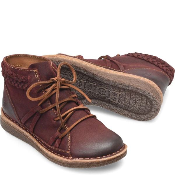 Born | Women's Temple II Boots - Dark Brick Distressed (Red) | New Clearance