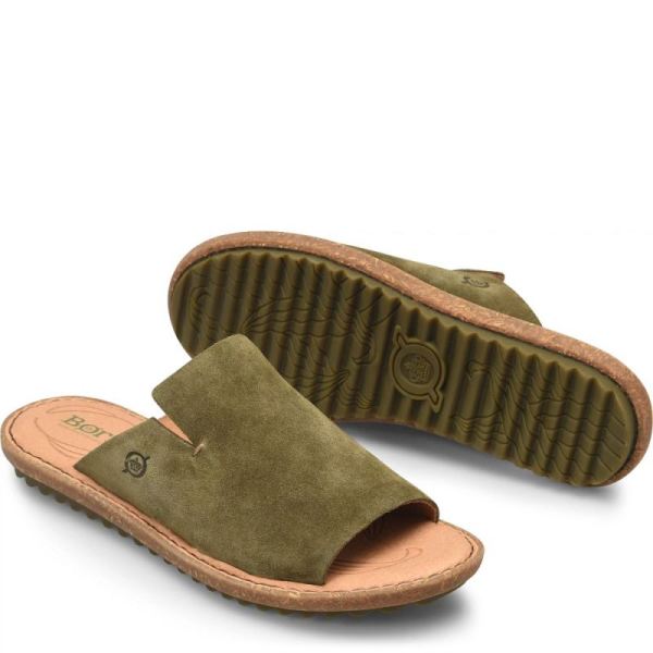 Born | Women's Mesilla Sandals - Army Green Suede (Green) | New Clearance
