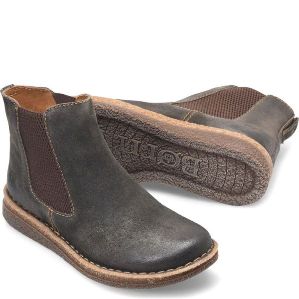 Born | Women's Faline Boots - Dark Concrete Distressed (Grey) | New Clearance