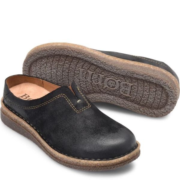 Born | Women's Seana Clogs - Black Distressed (Black) | New Clearance