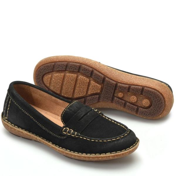 Born | Women's Nerina Slip-Ons & Lace-Ups - Black Nubuck (Black) | New Clearance