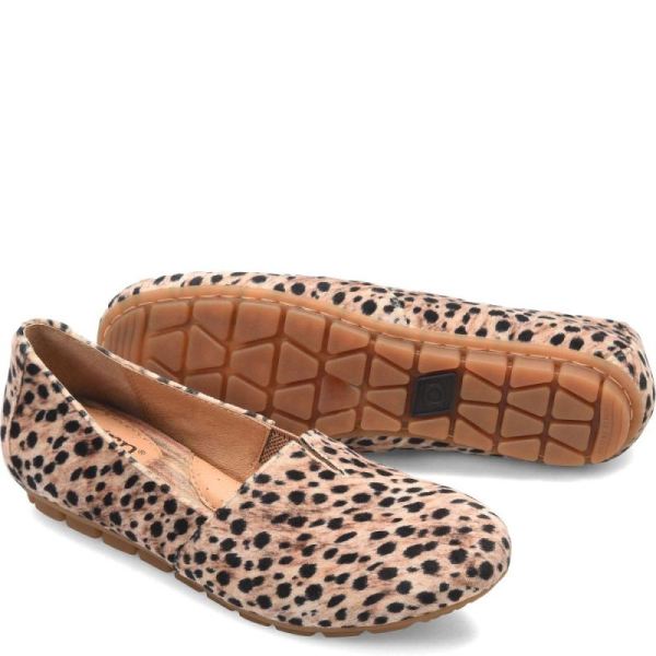 Born | Women's Sebra Flats - Black Natural Leopard (Animal Print) | New Clearance