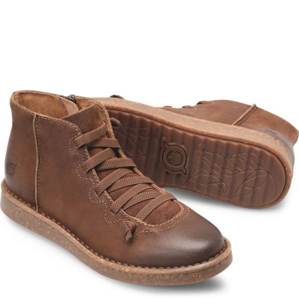 Born | Women's Sienna Slip-Ons & Lace-Ups - Rust Tobacco Distressed (Brown) | New Clearance
