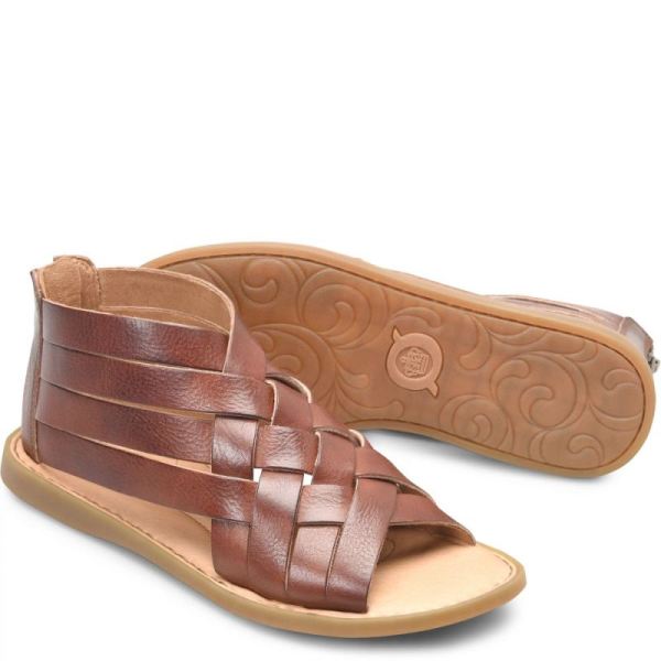 Born | Women's Iwa Woven Sandals - Dark Tan Bourbon (Brown) | New Clearance