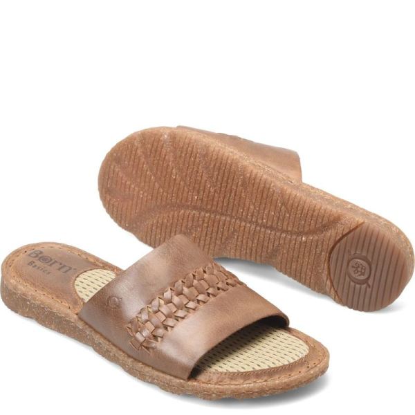 Born | Women's Trenza Basic Sandals - Light Tan Woven (Tan) | New Clearance