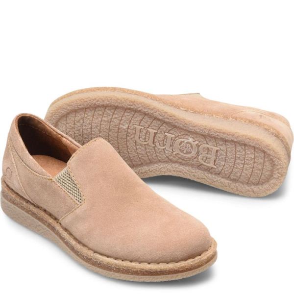 Born | Women's Palma Slip-Ons & Lace-Ups - Natural Sand Suede (Tan) | New Clearance