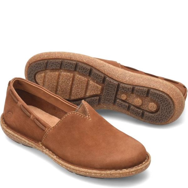 Born | Women's Naya Slip-Ons & Lace-Ups - Maple Leaf Nubuck (Tan) | New Clearance