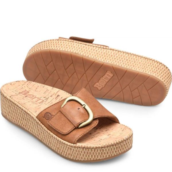 Born | Women's Sloane Sandals - Tan Camel Distressed (Brown) | New Clearance