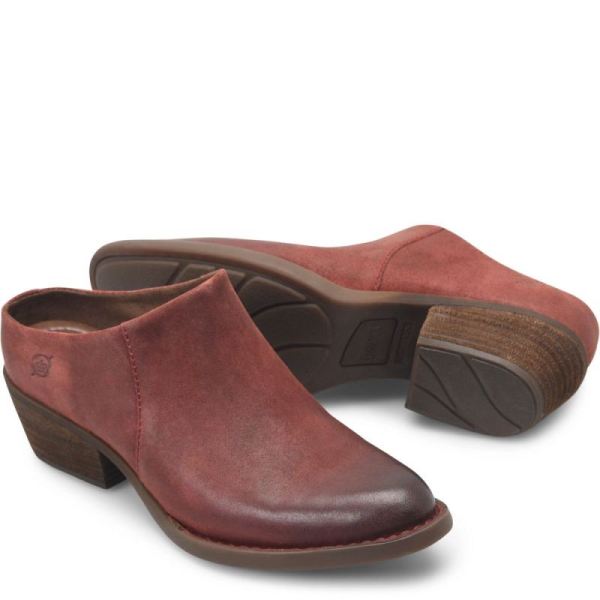 Born | Women's Starr Boots - Dark Brick Distressed (Red) | New Clearance