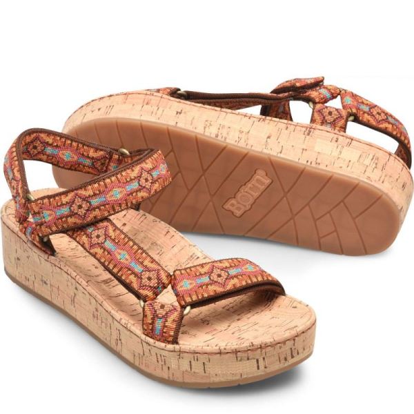 Born | Women's Sirena Sandals - Orange Fabric (Multicolor) | New Clearance