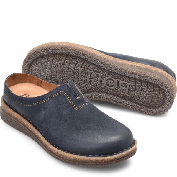 Born | Women's Seana Clogs - Navy Indigo Distressed (Blue) | New Clearance