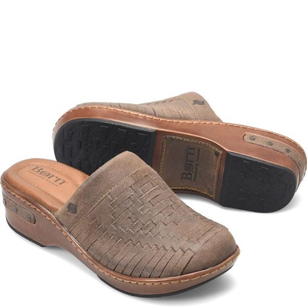 Born | Women's Yucatan Distressed Clogs - Wet Weather (Grey) | New Clearance