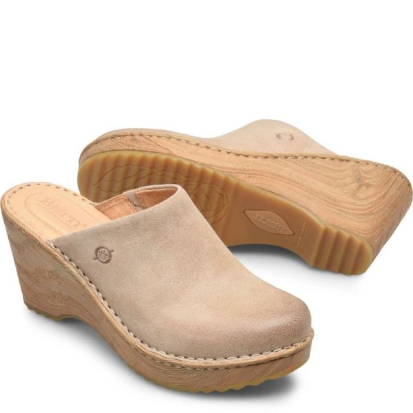 Born | Women's Natalie Clogs - Cream Visone Distressed (Tan) | New Clearance