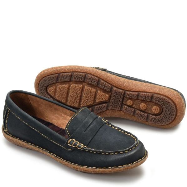 Born | Women's Nerina Slip-Ons & Lace-Ups - Navy Sailor Nubuck (Blue) | New Clearance