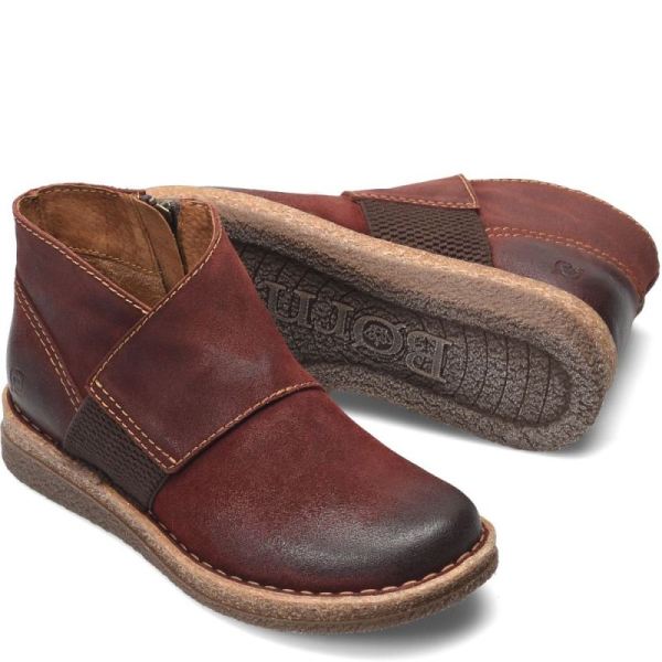 Born | Women's Tora Boots - Dark Brick DIstressed (Red) | New Clearance