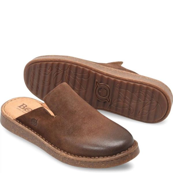 Born | Women's Selina Clogs - Rust Tobacco Distressed (Brown) | New Clearance