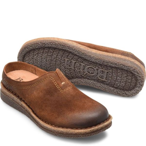 Born | Women's Seana Clogs - Glazed Ginger Distressed (Brown) | New Clearance