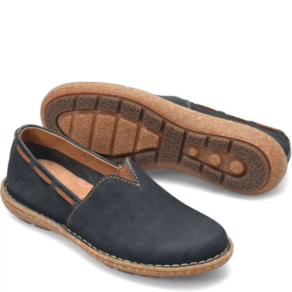 Born | Women's Naya Slip-Ons & Lace-Ups - Navy Sailor Nubuck (Blue) | New Clearance