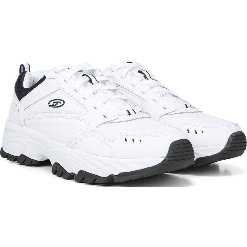 Dr. Scholl's Men's Sebastian Walking Shoe - White/Navy Leather | Special Offer