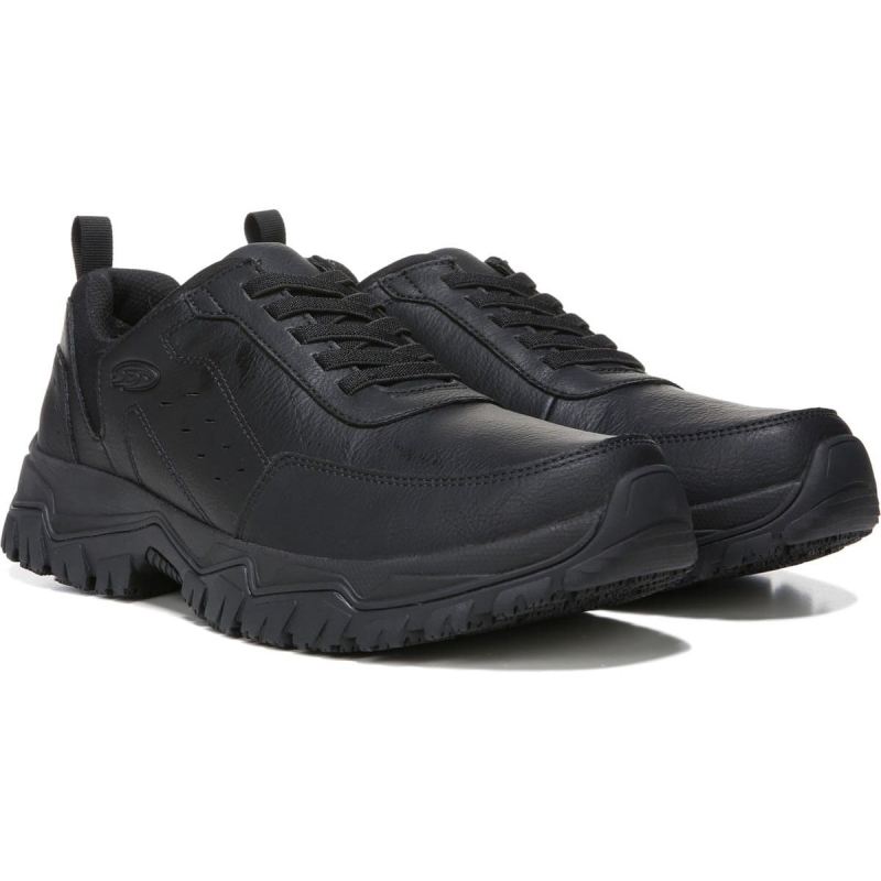 Dr. Scholl's Men's Bravery Slip Resistant Wide Slip On Work Sneaker - Black Leather | Special Offer