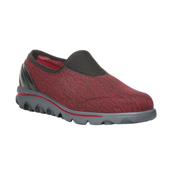 Propet | Women's TravelActive Slip-On-Black/Red Heather | Special Offer
