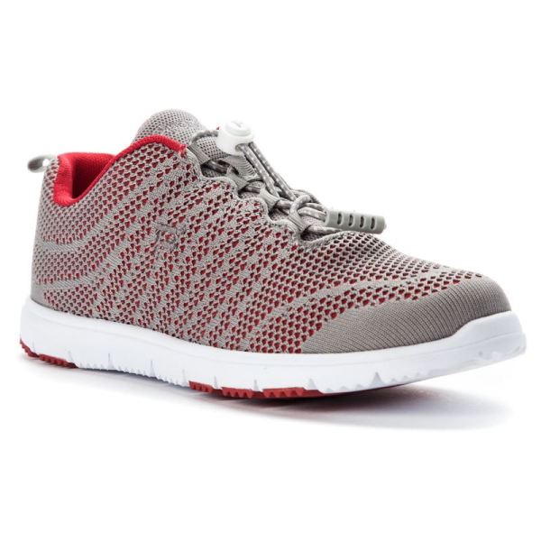 Propet | Women's TravelWalker EVO-Grey/Crimson | Quick Ship!
