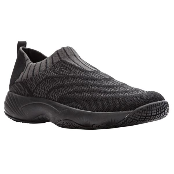 Propet | Women's Wash N Wear Slip-On Knit-Black/Dk Grey | Quick Ship!