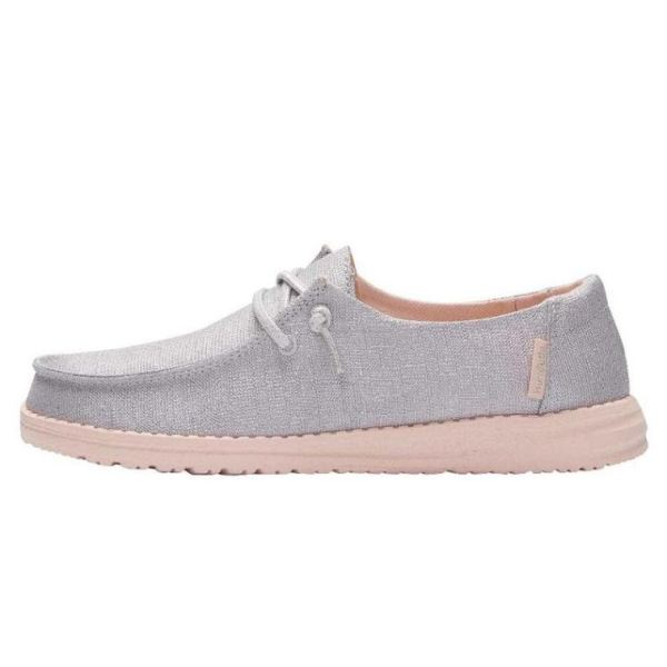 Hey Dude Girls Wendy Youth Sparkling Sparkling Silver Peach